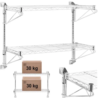 Obrázek produktu pro Dvojitá drátěná nástěnná police do 60 kg 90 x 35 x 60 cm