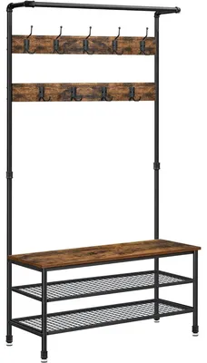 Produktbild von Industrielle Standgarderobe mit Bank und Schuhregal