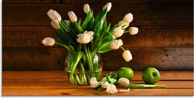 Produktbild von ARTland Glasbild Tulpen in Glasvase Größe: 60x30 cm