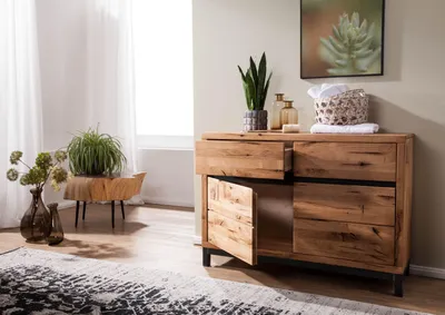 Produktbild von MASSIVMOEBEL24 Sideboard Wildeiche 120x45x85 natur geölt VILLANDERS #111