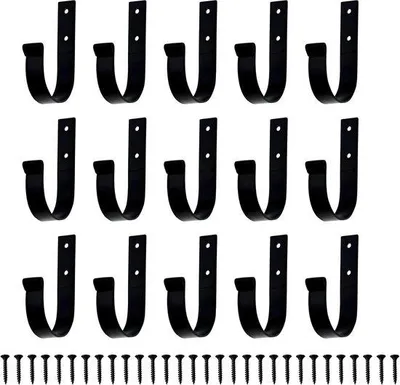 Productafbeelding van Ibenzoa® Set – 15 zwarte metalen wandhaken voor jassen, tassen en handdoeken, inclusief 30 schroeven