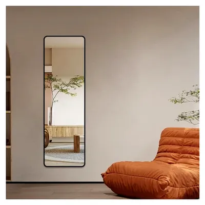 Produktbild von Ganzkörperspiegel 40x160 cm Standspiegel mit schwarzem Metallrahmen, dekorativer Wand- und Bodenspiegel für Flur, Schlafzimmer, Wohnzimmer, Ankleidezimmer