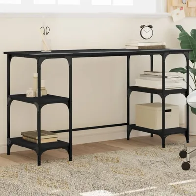 Produktbild von "2024"cloris Schreibtisch Schwarz 140x50x75 cm Metall und Holzwerkstoff - Kommoden CHY61859828