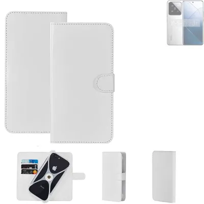 Produktbild von K-S-Trade Handy Hülle Schutz Hülle kompatibel mit Xiaomi 14 Pro Cover Case Bookstyle Bumper weiß 1x