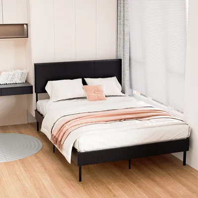 Produktbild von TolleTour Bettgestell hohes Kopfteil robustes Bettgestell Maximale 140x200CM Tragfähigkeit 350 kg für Schlafzimmerbett Kunstleder