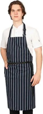 Produktbild von Dennys - Herren/Damen Unisex Schürze, Kontraststreifen, Polyester-Baumwollmischgewebe PC6272 (Einheitsgröße) (Marineblau/Weiß)