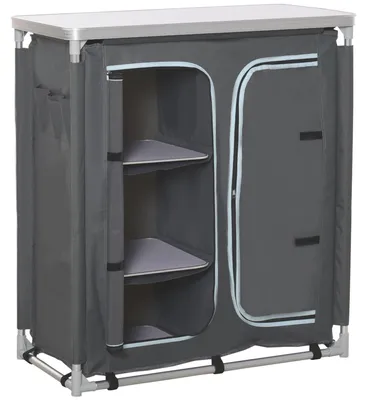 Image de Armoire de camping, structure en aluminium, modèle pliable, gris