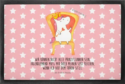 Produktbild von Mr. & Mrs. Panda Bodenvorleger Einhorn König 50 x 75 cm - Rot Pastell - Geschenk, Prinzessin, Schmutzfangmatte, Gummi-Fußmatte, Kaiser, Präsident, Unicorn, Eingangsmatte