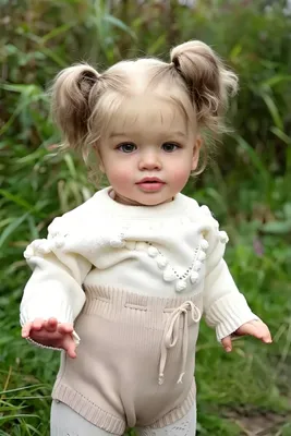 Reborn Babypuppe 66 cm, weicher Stoffkörper, handgewurzeltes Haar