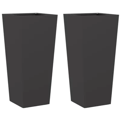 Produktbild von Pflanzkübel 2 Stk. Schwarz 35x35x75 cm Stahl