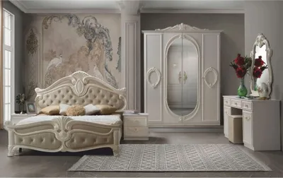 Produktbild von Barock Schlafzimmer Noana in Beige 7-Teilig 160 x 200 cm - 4-Türig