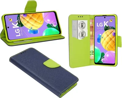 Produktbild von Buch Tasche "Fancy" für LG K62 Handy Hülle Etui Brieftasche Schutzhülle mit Standfunktion, Kartenfach Blau-Grün