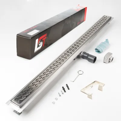 Produktbild von Duschrinne Doppelwelle Wellen 1200x70mm Ablaufrinne Edelstahl Siphon Haarsieb