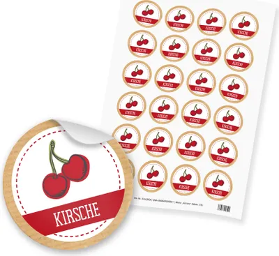Produktbild von itenga 24x Sticker "Kirsche" (Motiv 175)