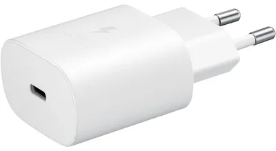 Immagine prodotto di Caricabatterie da parete Samsung Super Fast PD USB-C 25W, modello EP-TA800NWEGWW, colore bianco, confezione multipla