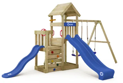 Produktbild von Spielturm Wickey SkyFlyer mit 2 Rutschen und Doppelschaukel, blau