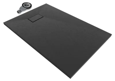 Produktbild von i-flair SMC Duschwanne 120x80 cm – 26 mm flach inkl. Ablaufgarnitur mit Deckel, Schwarz