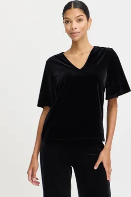 Produktbild von b.young BYPerlina Damen T-Shirt Top Shirt mit Samt V-Ausschnitt elastisch Regular fit