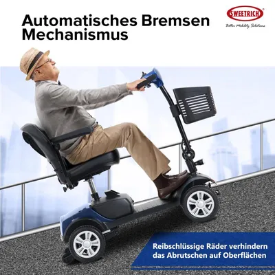 Produktbild von Merax Elektromobil Seniorenmobil 6 km/h 300W, Elektro Vierrad klappbar, Senioren-Scooter ohne Führerschein Roller, Lithium-Akku, Blau