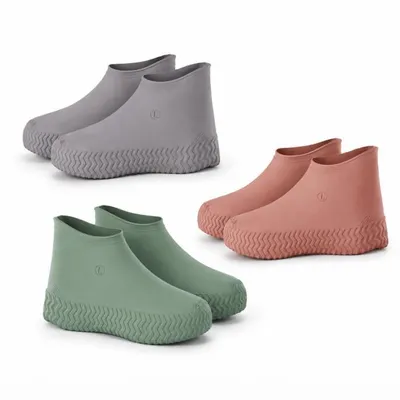 Produktbild von Wasserdichte Schuhüberzieher Silikon 3 Paar, rutschfest & wiederverwendbar, Regen Überschuhe für Schuhe Größe 38–46, Outdoor Schutz