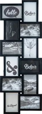 Produktbild von Bilderrahmen Schwarz 12 Fotos 32x83cm Galerie Fotogalerie Collage Wanddeko