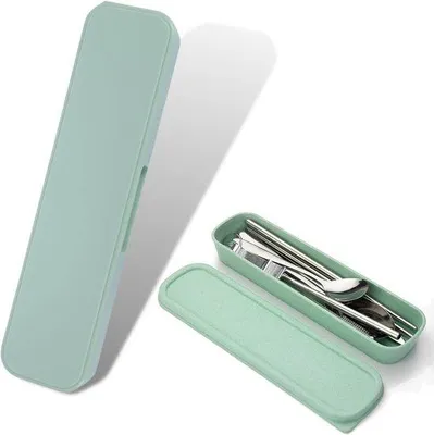 Produktbild von Grüne Reisebesteckbox 24cm x 6cm Camping