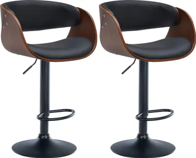 Image de Lot de 2 tabourets de bar Portmore en similicuir, réglables en hauteur, pivotants, avec pied en forme de trompette (87-108 cm)