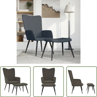 Produktbild von The Living Store Relaxsessel mit Hocker Dunkelgrau Samt