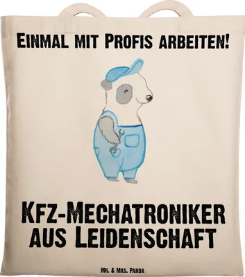 Produktbild von Mr. & Mrs. Panda Shopping Tasche Kfz-Mechatroniker Leidenschaft - Transparent - Geschenk, canvas, Spruch, Ausbildung, Stoffbeutel, Einkaufstasche, Meister, Lustig