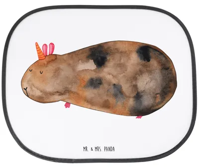 Produktbild von Mr. & Mrs. Panda Sonnenblende Auto Einhorn Meerschweinchen - Weiß - Geschenk, Sonnenschutz Pkw, saugnapf, Meerhörnchen, Scheibenschutz, Meerschwein, Unicorn, blendschutz