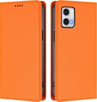 Immagine prodotto di Custodia in pelle per Motorola Moto G73 5G, custodia a libro magnetica in Finto cuoio con supporto, arancione