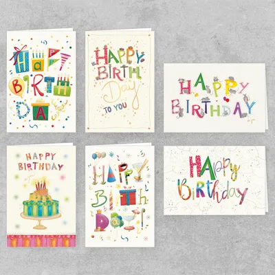 Produktbild von PremiumLine Geburtstagskarten Set 6 Stück mit Umschlag, Blanko Klappkarte, farblich passender Umschlag, Naturkarton Glückwunschkarten Happy Birthday