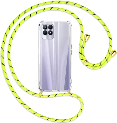 Produktbild von Handykette Backcover-Schutzhülle mit Band (Metall goldfarben) für Realme 8i - neongelb