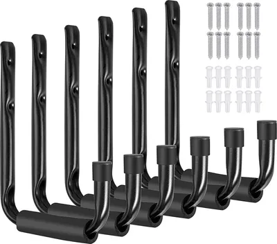 Produktbild von Famanu Wandhaken Set 6 Stück - Garagehaken mit EVA-Schaum - 15 cm, Tragkraft bis 18 kg