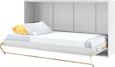 Obrázek produktu pro Nábytek24 Skříňová postel Concept PRO Horizontal, nástěnná sklápěcí postel, skříňová postel, nástěnná postel, skříň s integrovanou sklápěcí postelí, funkční postel 90 x 200 cm, bílá, horizontální