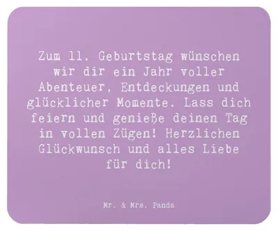 Produktbild von Mr. & Mrs. Panda Mouse Pad Spruch 11. Geburtstag Wunder - Lavendeltraum - Geschenk, Alter, Kreativität, pc mauspad, Abenteuer, feiern, Happy Birthday, computermatte