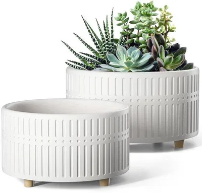Produktbild von Keramische Pflanzpots - moderner Stil - 1 Stück - 16,5 cm und 20 cm