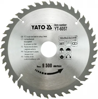 Produktbild von Yato YT-6057, Kunststoff, Holz, 16 cm, 3 cm, Hartmetall-bestücktes Wolfram (TCT), 2 mm, 9500 RPM