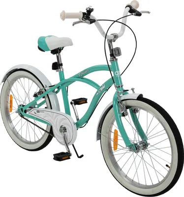 Produktbild von Actionbikes Kinderfahrrad Cruiser 20 Zoll | Kinder Mädchen Jungen Jugend Fahrrad - V-Brake Bremsen - Kettenschutz - Seitenständer - 6-9 Jahre (Türkis)