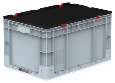 Produktbild von Povag Eurobox mit Deckel 60 x 40 x 33,4 cm, Lager- und Stapelbox, Grau