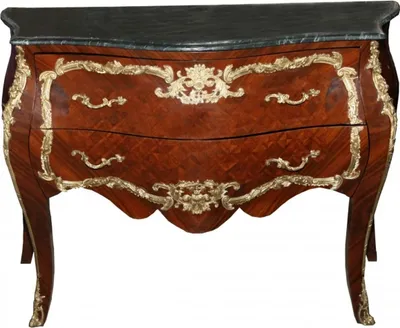 Produktbild von Casa Padrino Barock Kommode Braun mit Marmorplatte Mahagoni Intarsien B 129 cm - Barock  Möbel Kommode