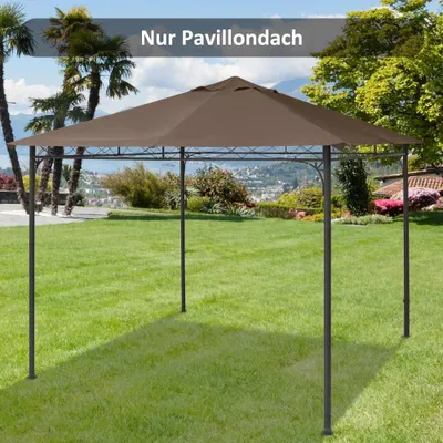 Image de Toit de pavillon de jardin - Toit de remplacement en polyester - 2,93 x 2,93 m - Protection solaire et imperméable pour terrasse et jardin - Marron