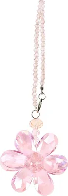 Imagen del producto de Adorno colgante para coche, con forma de flor de cristal, color rosa, 15 cm, para el interior