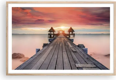 Produktbild von Gerahmtes Poster - Rahmen in heller Eiche - Brücke Holz Spaziergang - 91,5x61 cm - Wand Bild - Wanddeko - Wandbilder - Kunstposter - Wandposter - Bilderrahmen - Bilder - Kunstdruck - P2NAA91x61-4916