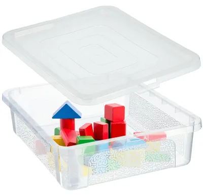 Produktbild von Rechteckige Aufbewahrungsbox mit Deckel, stapelbare Aufbewahrungsbox, Kunststoffbox, platzsparende Aufbewahrungsbox (10 l, transparent)