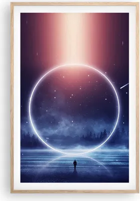 Produktbild von Gerahmtes Poster - Rahmen in heller Eiche - Fantasie Ring Kosmos - 61x91,5 cm - Wand Bild - Wanddeko - Wandbilder - Kunstposter - Wandposter - Bilderrahmen - Bilder - Kunstdruck - P2NPA61x91-4664