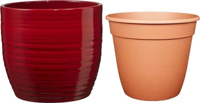 Produktbild von MePla - Set - Übertopf Bergamo ø13 + Pflanztopf ø12 - Bordeaux