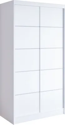 A white wardrobe with sliding doors.