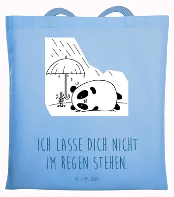 Produktbild von Mr. & Mrs. Panda Tote Bag Panda Freundschaft - Sky Blue - Geschenk, Unitasche, Shopping Tasche, Laptoptasche, Schultasche