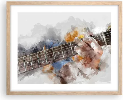 Produktbild von Gerahmtes Poster - Rahmen in heller Eiche - Gitarre Musik - 50x40 cm - Wand Bild - Wanddeko - Wandbilder - Kunstposter - Wandposter - Bilderrahmen - Bilder - Kunstdruck - Wandbild - P2NAA50x40-3448